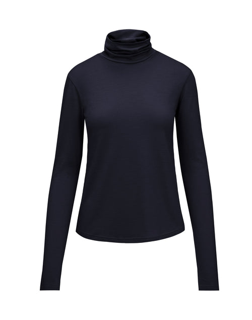Womens Merino Polo Neck, Midnight