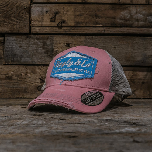 Pastel Pink & Blue Diamond Trucker Hat