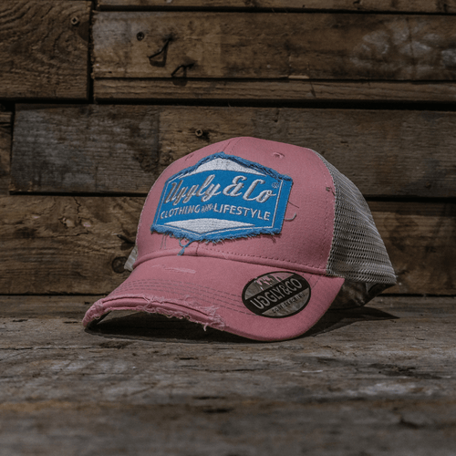Pastel Pink & Blue Diamond Trucker Hat
