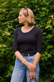 3/4 Sleeve Scoop Neck Cotton Modal T-Shirt