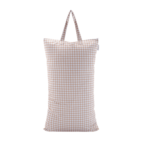 XL Wet Bag - Reusable Cloth Nappy Pail - Gingham Taupe
