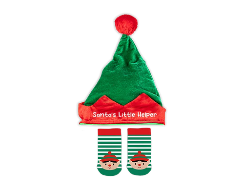 Santa's Little Helper Hat & Sock Set