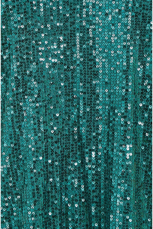 Yumi Green Sequin Top With Fluted Sleeve