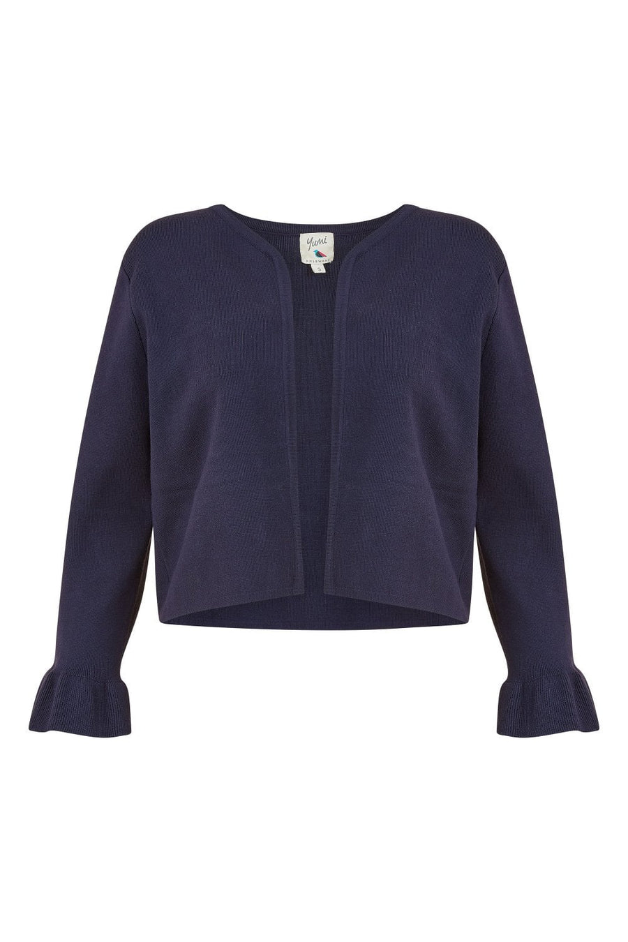 Yumi Navy Cropped Cardigan With Bell Sleeves