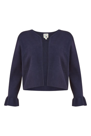 Yumi Navy Cropped Cardigan With Bell Sleeves