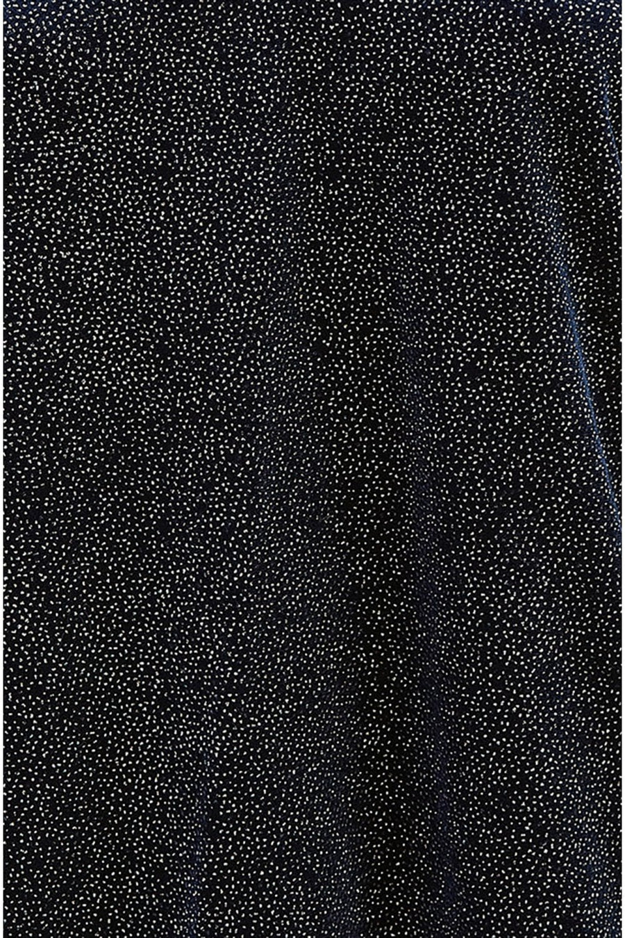 Yumi Navy Sparkle Velvet Relaxed Fit Top With Fluted Sleeves