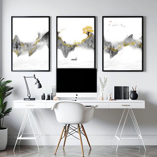 Office walls decor | set of 3 framed wall art