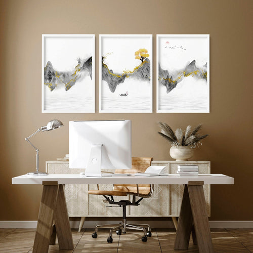 Office walls decor | set of 3 framed wall art
