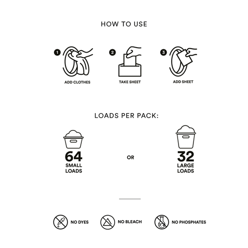 Zero Waste Club Eco-Friendly Laundry Detergent Sheets – Unscented | 64 Washes