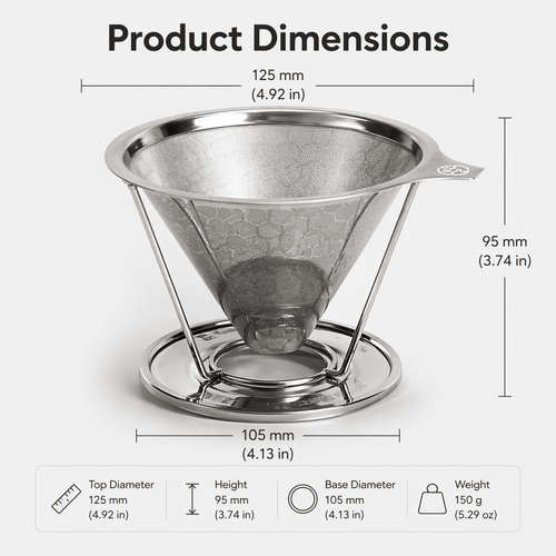 Zero Waste Club Reusable Stainless Steel Coffee Filter - Eco-Friendly & Durable