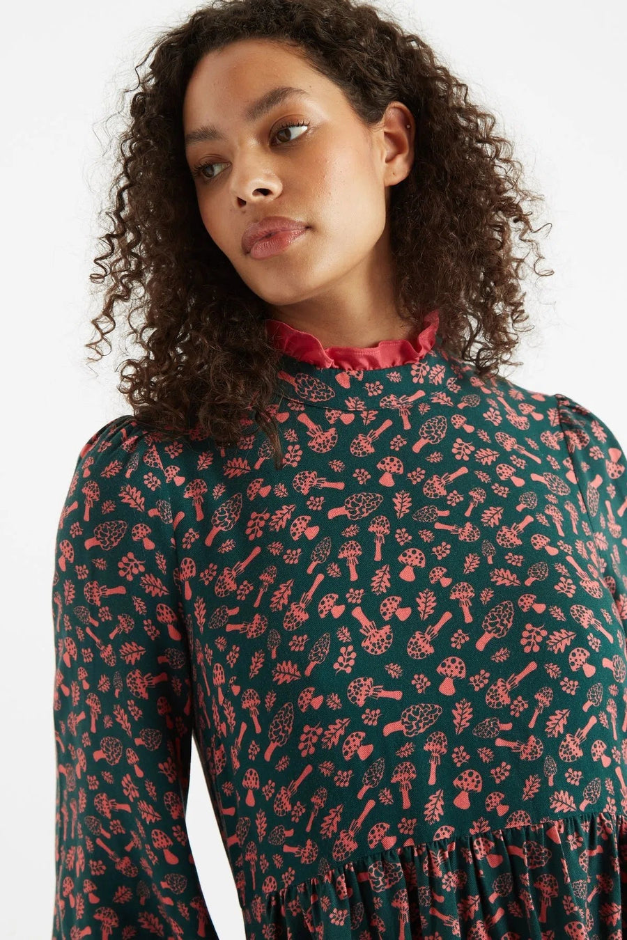 Louche Zura Mushroom Magic Print Long Sleeve Mini Dress